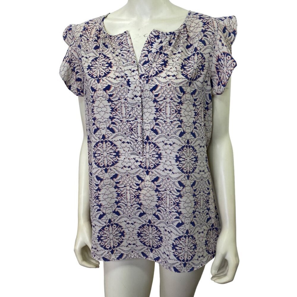CABI FLUTTER SLEEVE V NECK‎ BLOUSE MD